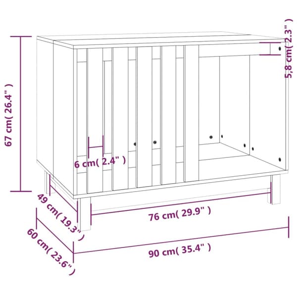 Hundehuse - Living hundehus 90x60x67 cm massivt fyrretræ hvid