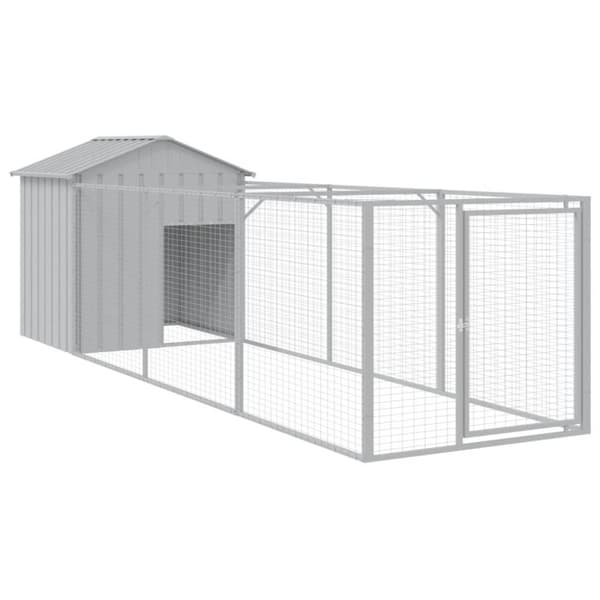 Hundehuse - Living hundehus med tag 117x405x123 cm galvaniseret stål lysegrå