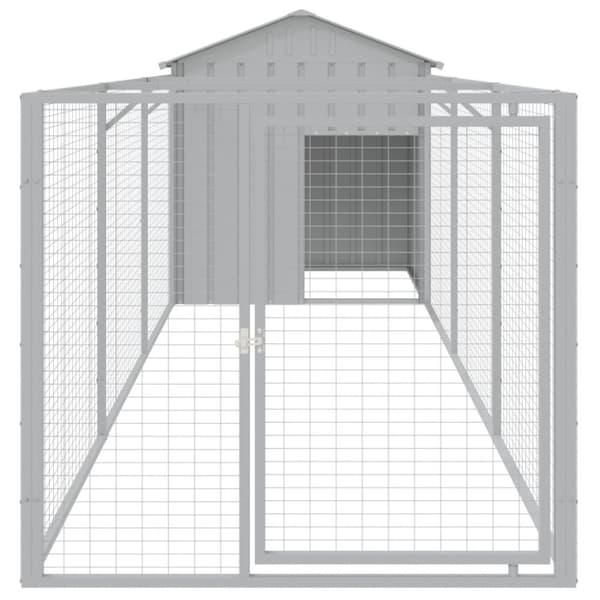 Hundehuse - Living hundehus med tag 117x405x123 cm galvaniseret stål lysegrå