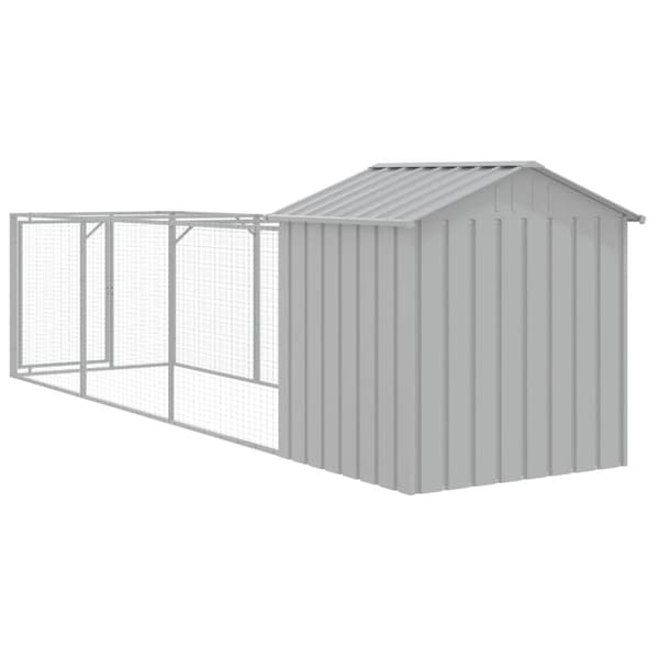 Hundehuse - Living hundehus med tag 117x405x123 cm galvaniseret stål lysegrå