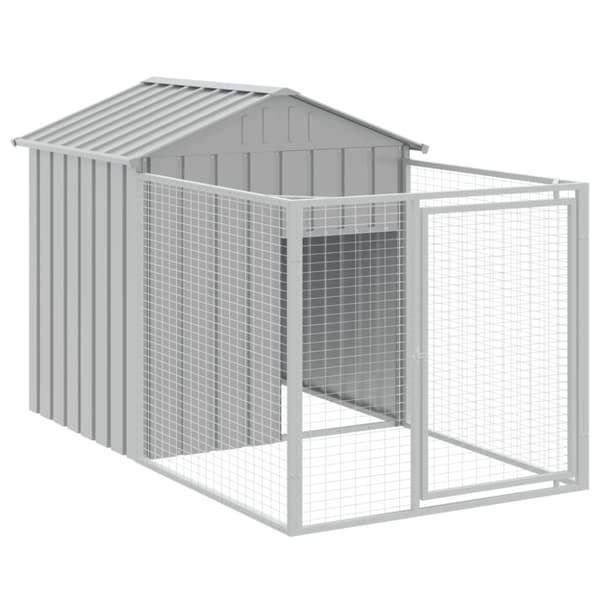 Hundehuse - Living hundehus med tag 117x405x123 cm galvaniseret stål lysegrå