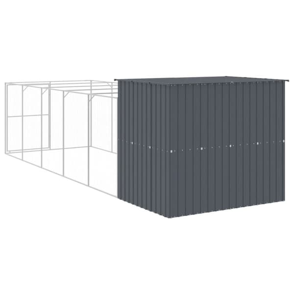 Hundehuse - Living hundehus med løbegård 214x661x181 cm galvaniseret stål antracit
