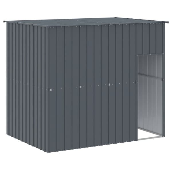 Hundehuse - Living hundehus med løbegård 214x661x181 cm galvaniseret stål antracit