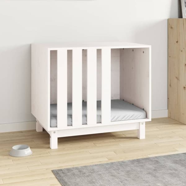 Hundehus 70x50x62 cm massivt fyrretræ hvid - Hundehus - Hundehuse - Home & Living