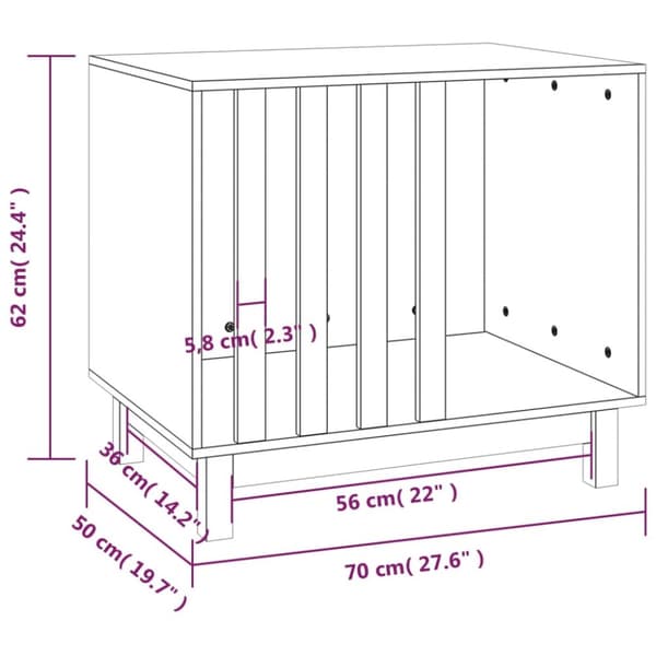 Hundehus 70x50x62 cm massivt fyrretræ hvid - Hundehus - Hundehuse - Home & Living