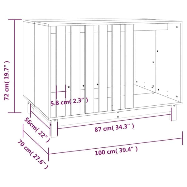 Hundehus 100x70x72 cm massivt fyrretræ hvid - Hundehus - Hundehuse - Home & Living