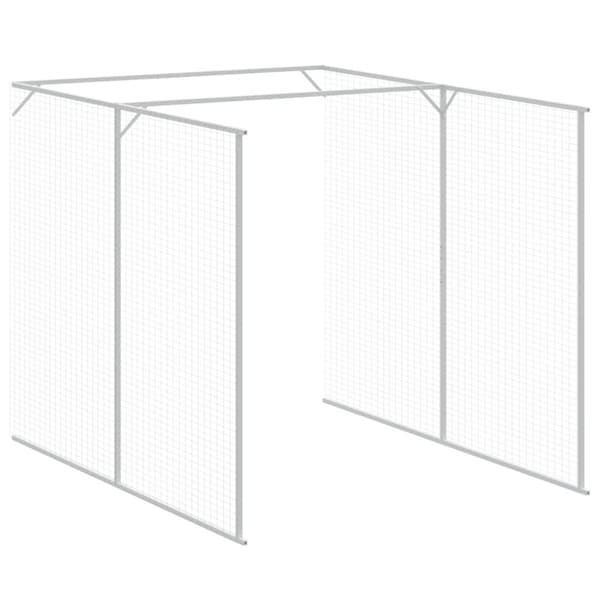 Hundehus med løbegård 165x455x181 cm galvaniseret stål lysegrå - Hundehus - Hundehuse - Home & Living