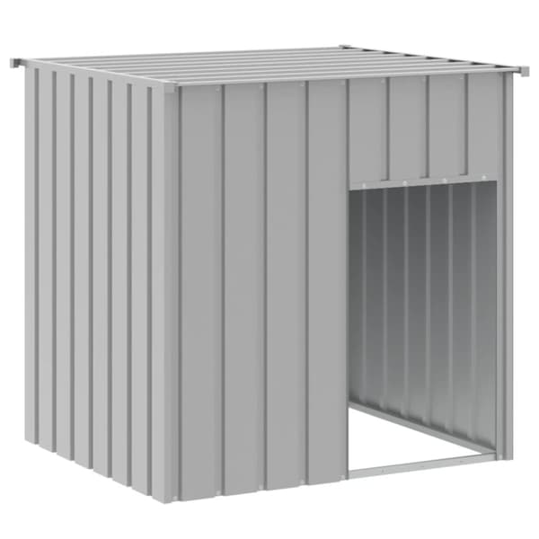 hundehus med tag 110x103x109 cm galvaniseret stål lysegrå