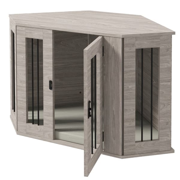 Rootz PawHut Hundeboks - Stilfuld hundekasse - Sikkert kæledyrsbur - Moderne design - Sikker låsemekanisme - Nem adgang - 63H x 104L x 55W cm - Konstr