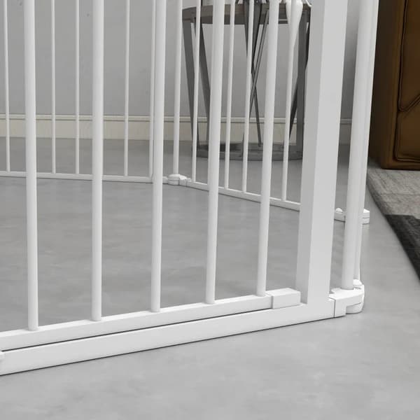 Rootz 2-i-1 Puppy Run Barrier - 8 Panel - Låsedør - Udendørs kabinet - Stål - Hvid - 154cm x 154cm x 90cm