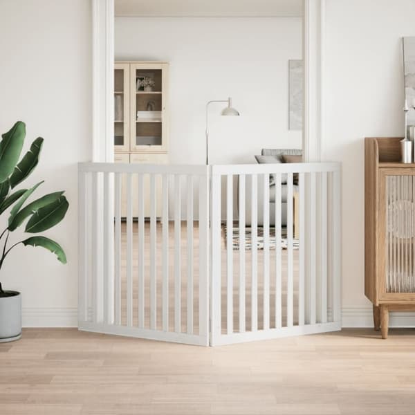 vidaXL Koiraportti kokoontaittuva 2 paneelia valk. 160 cm poppelipuu