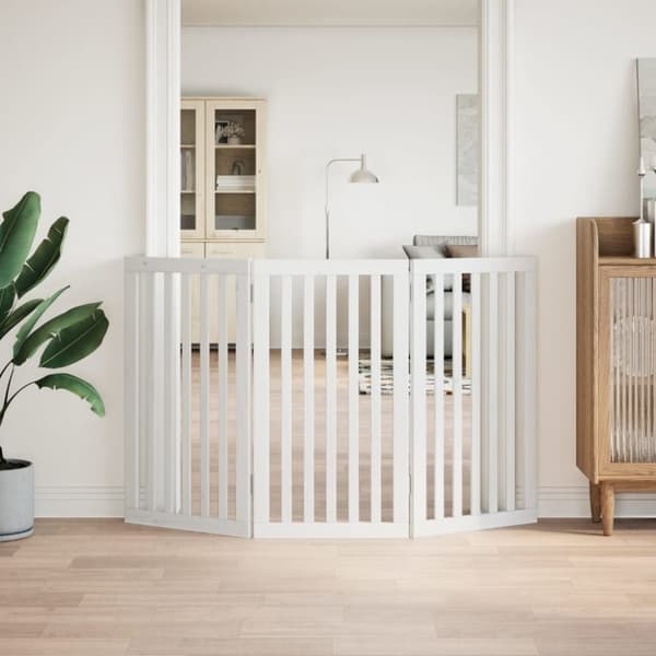 vidaXL Hundeport sammenleggbar 3 paneler hvit 150 cm poppeltre