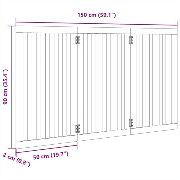 vidaXL hundelåge 3 paneler 150 cm poppeltræ