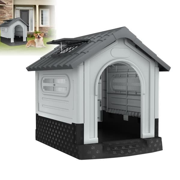 Hus för hundar - XMTECH - Utomhusmodell - Polypropen - 65x56,5x67 cm - Väderskydd