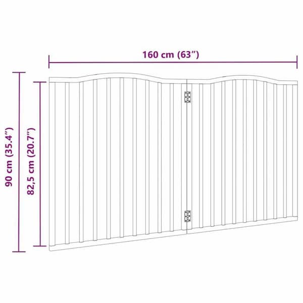 vidaXL Hundeport sammenleggbar 2 paneler brun eik 160 cm poppeltre