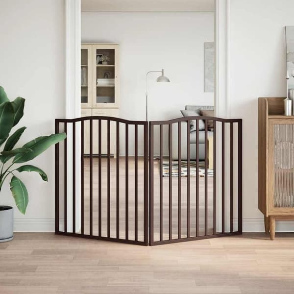 vidaXL hundelåge 2 paneler 160 cm foldbar poppeltræ brun egetræ