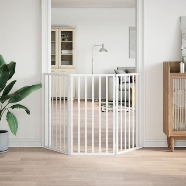 vidaXL Hundeport sammenleggbar 3 paneler hvit 150 cm poppeltre