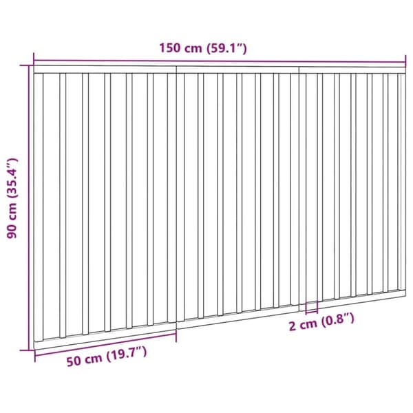 vidaXL Hundeport sammenleggbar 3 paneler hvit 150 cm poppeltre