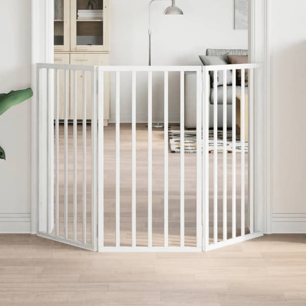 vidaXL Hundeport sammenleggbar 3 paneler hvit 150 cm poppeltre