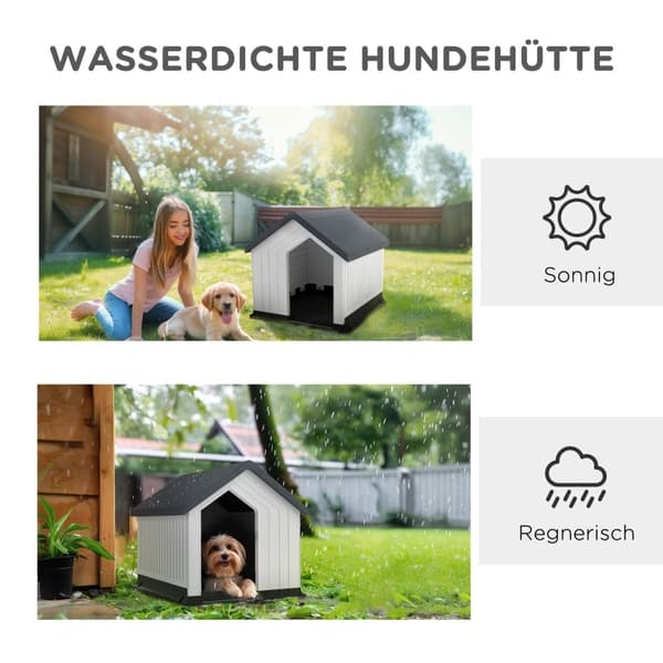 Rootz Dog House Cave - Outdoor Retreat - Vattentät - Sluttande tak - Plast - Lätt att rengöra - Små hundar - 62cm x 61cm x 60cm