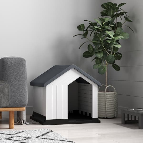Rootz Dog House Cave - Outdoor Retreat - Vattentät - Sluttande tak - Plast - Lätt att rengöra - Små hundar - 62cm x 61cm x 60cm