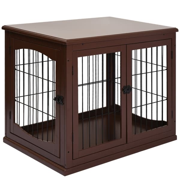 Rootz Dog Crate - Hundhus i trä - Pet Kennel - MDF-material - 58,5 cm x 81 cm x 66 cm - 2 ingångar - Låsbar - för medelstora och små hundar