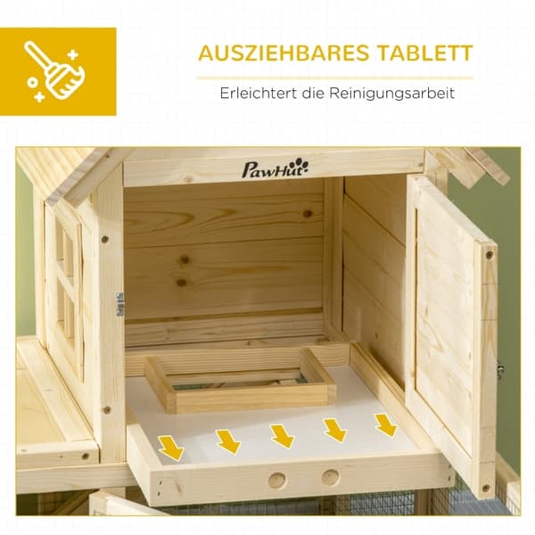 Rootz Large Rabbit Hutch - Dvärgkaninhölje - Marsvinsbur - Massiv gran - Låsbara dörrar - 151,5 cm x 106 cm x 97 cm