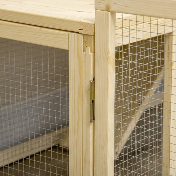 Rootz Large Rabbit Hutch - Dvärgkaninhölje - Marsvinsbur - Massiv gran - Låsbara dörrar - 151,5 cm x 106 cm x 97 cm