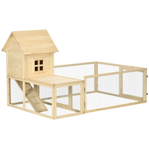 Rootz Large Rabbit Hutch - Dvärgkaninhölje - Marsvinsbur - Massiv gran - Låsbara dörrar - 151,5 cm x 106 cm x 97 cm