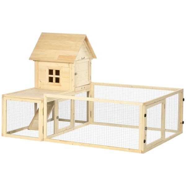 Rootz Large Rabbit Hutch - Dvärgkaninhölje - Marsvinsbur - Massiv gran - Låsbara dörrar - 151,5 cm x 106 cm x 97 cm