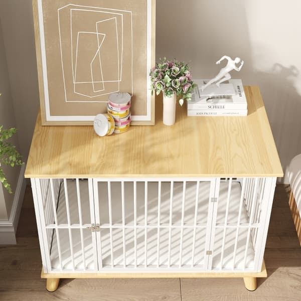 Rootzin koiran häkki - Lemmikkieläintalo - Puinen kennel - Pehmustettu sänky - Keskikokoiset koirat - Teräsrakenne - 86 cm x 60 cm x 70 cm