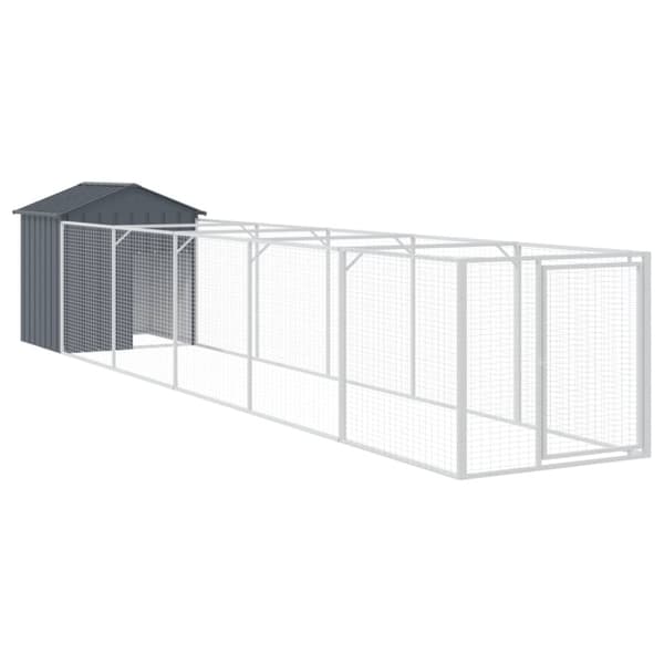 Hundkoja med tak antracit 117x609x123 cm galvaniserat stål