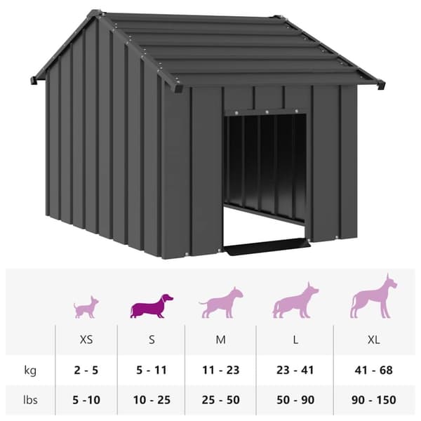 vidaXL Hundehus med tak 83x130x85 cm galvanisert stål