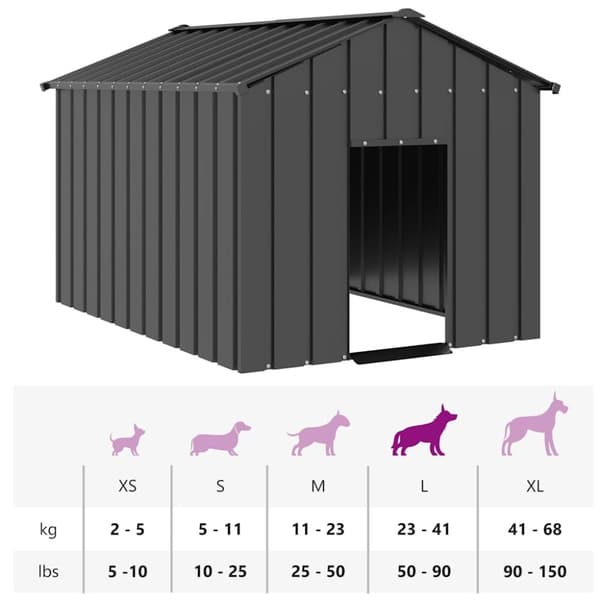 vidaXL Hundehus med tak 113x153x101 cm galvanisert stål