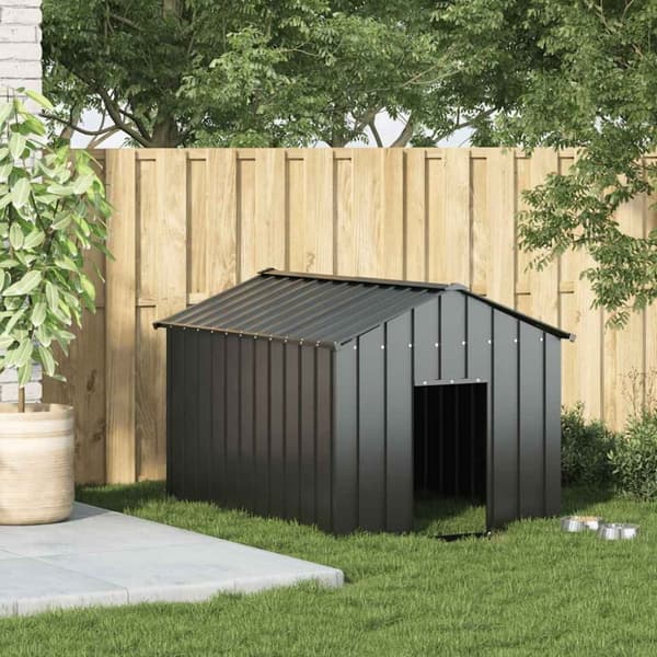 vidaXL Hundehus med tak 113x153x101 cm galvanisert stål
