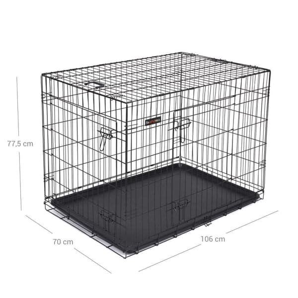 Hund Cage - Bænk - Foldbar - sort