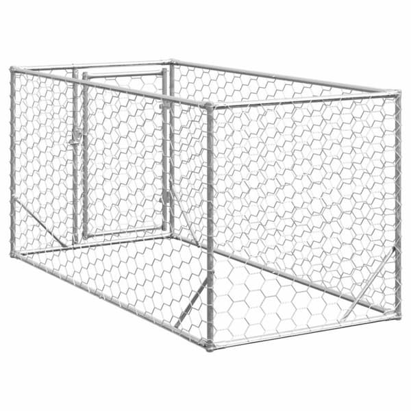vidaXL Utendørs hundekennel med dør 2x1x1 m galvanisert stål