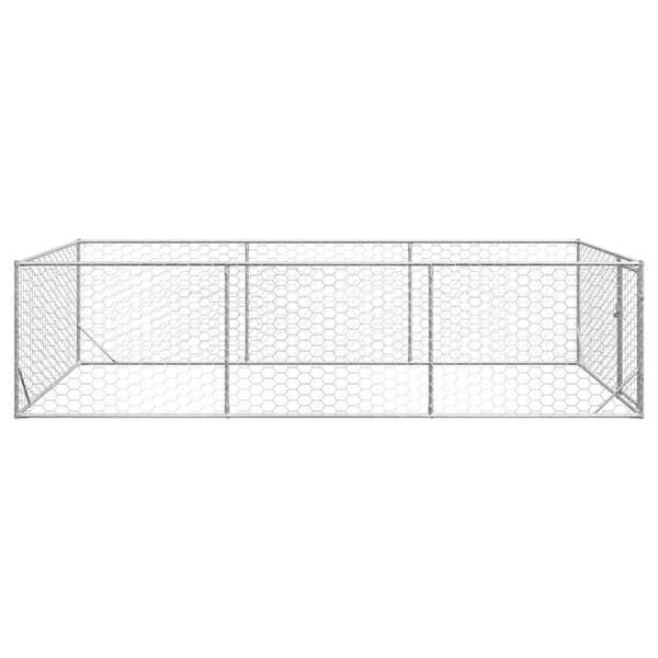 vidaXL udendørs hundegård med dør 2x4x1 m galvaniseret stål