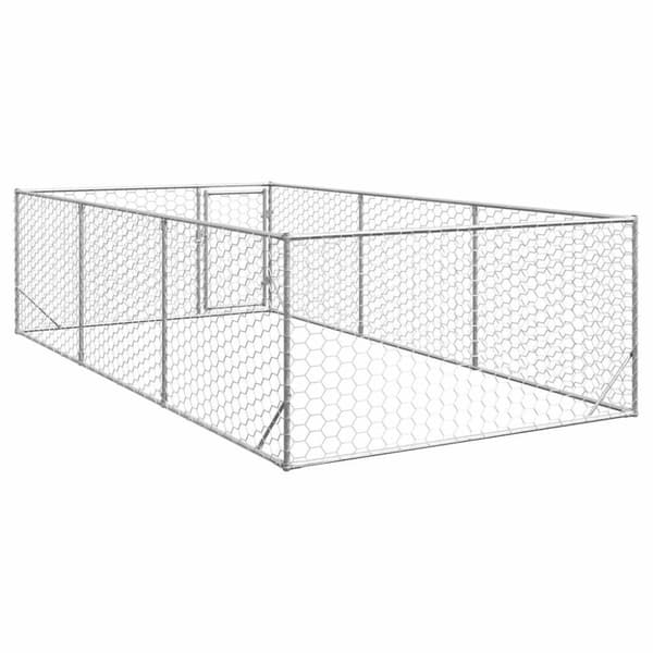 vidaXL udendørs hundegård med dør 2x4x1 m galvaniseret stål