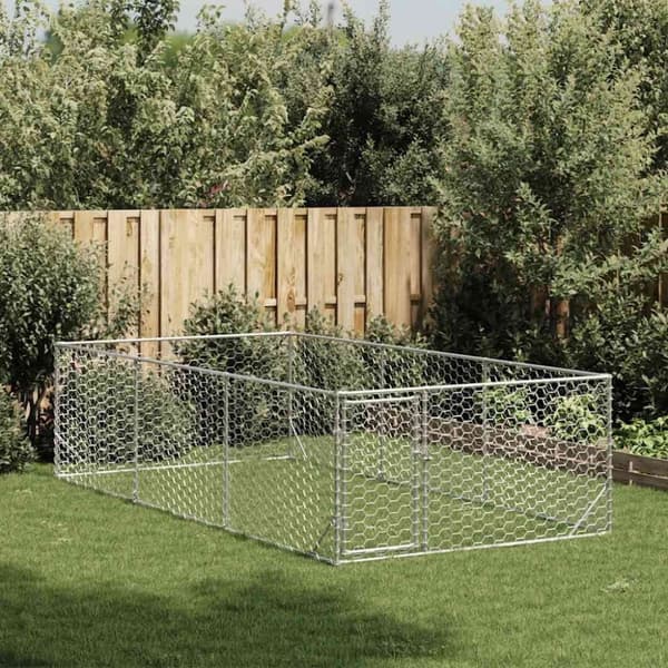 vidaXL udendørs hundegård med dør 2x4x1 m galvaniseret stål