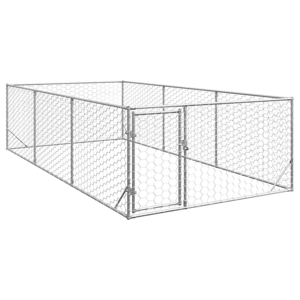 vidaXL udendørs hundegård med dør 2x4x1 m galvaniseret stål