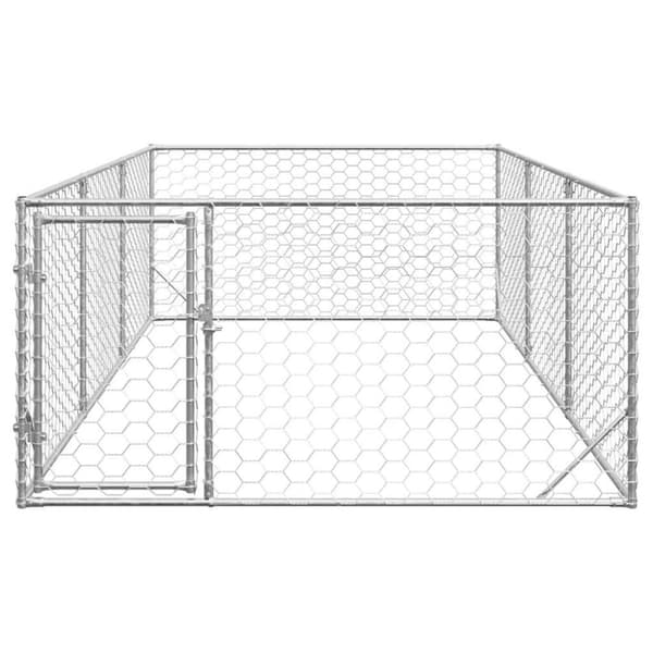 vidaXL Utendørs hundekennel med dør 2x4x1 m galvanisert stål