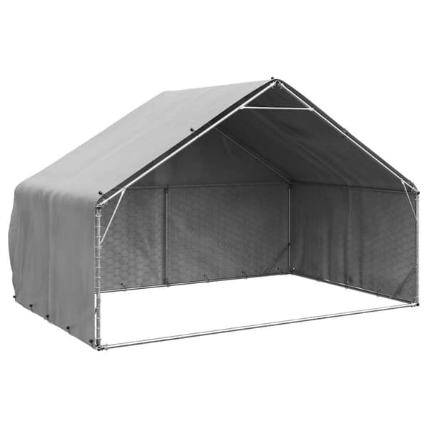 vidaXL udendørs hundegård med overdækning 3x2x1,9 m galvaniseret stål