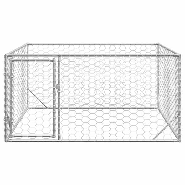 vidaXL Utendørs hundekennel med dør 2x2x1 m galvanisert stål