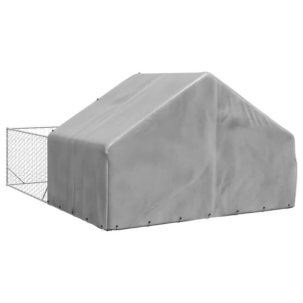 vidaXL Utendørs hundekennel med løpegård 5x3x1,9 m galvanisert stål