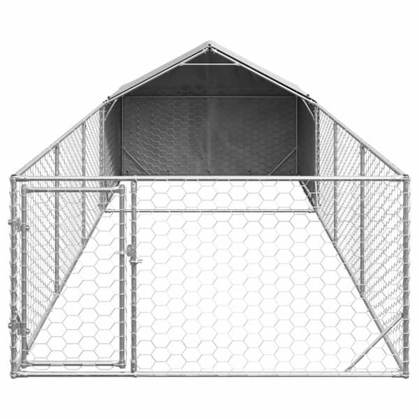 vidaXL Utendørs hundekennel med løpegård 7x2x1,5 m galvanisert stål