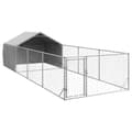 Miniatyrbilde 1 av 9: vidaXL Utendørs hundekennel med løpegård 7x2x1,5 m galvanisert stål