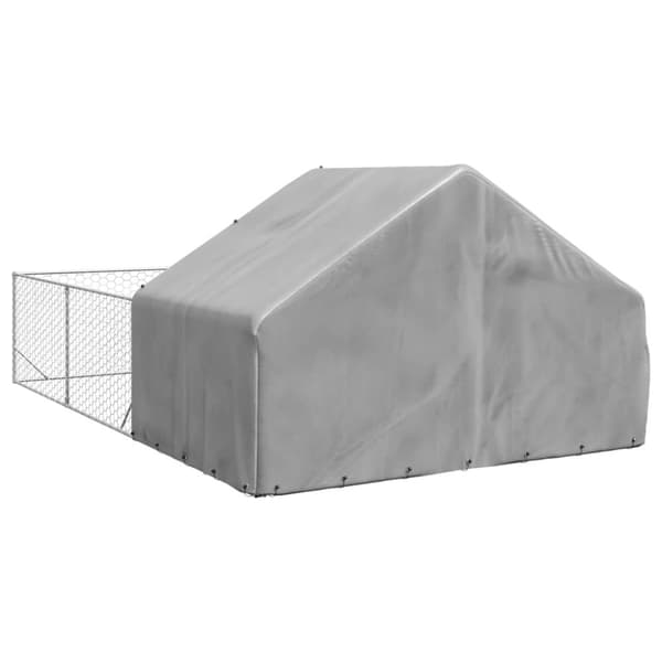 vidaXL Utendørs hundekennel med løpegård 6x3x1,9 m galvanisert stål