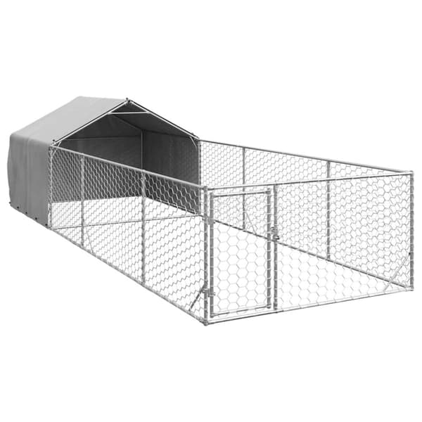 vidaXL Utendørs hundekennel med løpegård 6x2x1,5 m galvanisert stål