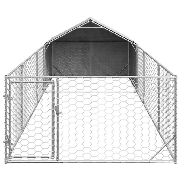 vidaXL Utendørs hundekennel med løpegård 6x2x1,5 m galvanisert stål